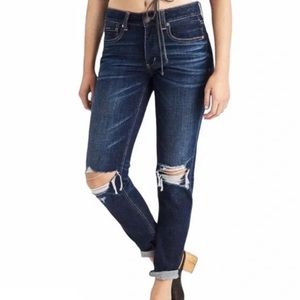 American Eagle Tom Girl skinny distressed button fly jeans size 14 women